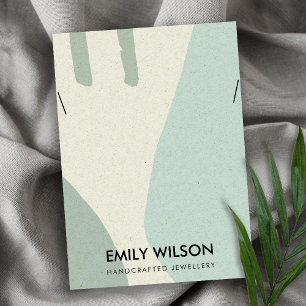 MODERN ABSTRACT AQUA BLUE ART NECKLACE DISPLAY BUSINESS CARD