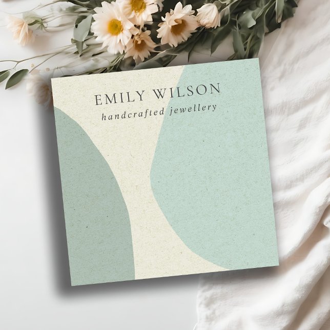Modern Abstract Aqua Blue Blank Jewelry Display Square Business Card (Creator Uploaded)