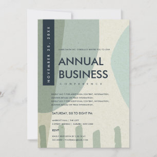 MODERN ABSTRACT ART AQUA BLUE CONFERENCE EVENT INVITATION