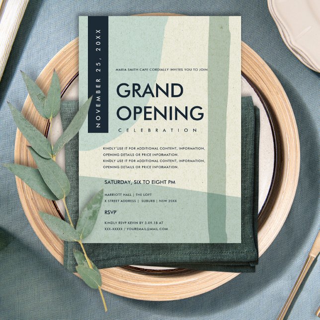 MODERN ABSTRACT ART AQUA BLUE GRAND OPENING EVENT INVITATION (Creator Uploaded)