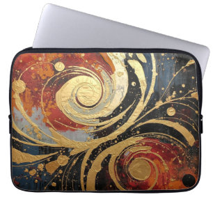 Modern Abstract Art Black Gold Design Laptop Sleeve