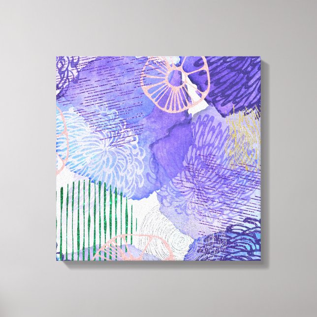 Modern abstract art blue and purple canvas print (Front)