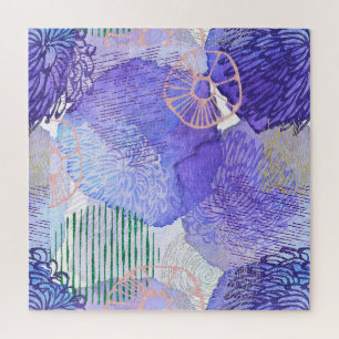 Modern abstract art blue and purple jigsaw puzzle
