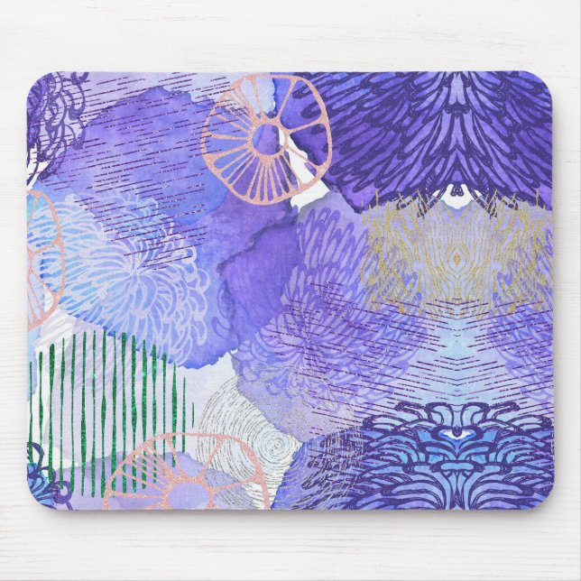 Modern abstract art blue and purple mouse pad (Front)