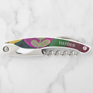 Modern Abstract Art Botanical Personalised Corkscrew