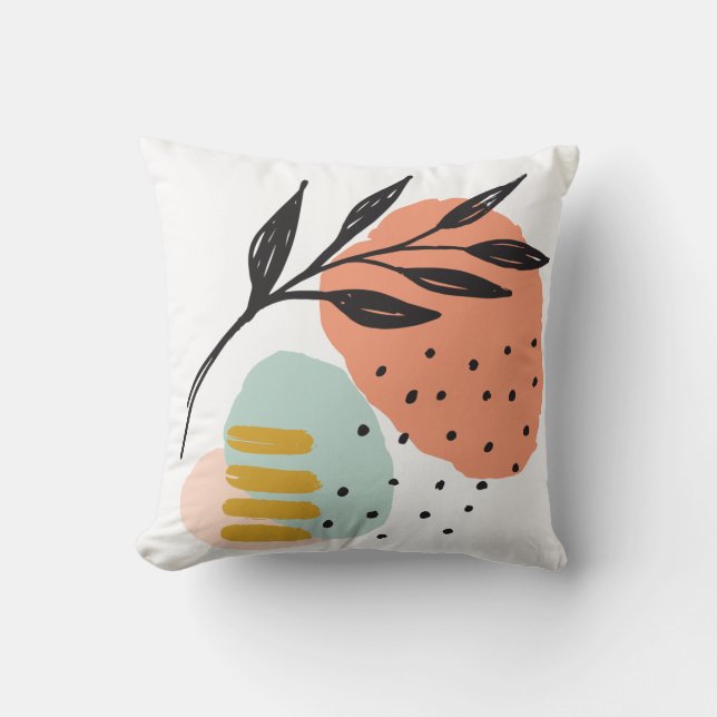 Modern Abstract Art Botanical Watercolor Cushion (Front)