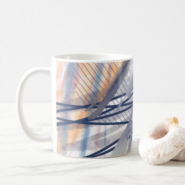 Modern Abstract Art Brushstrokes Coffee Mug (With Donut)
