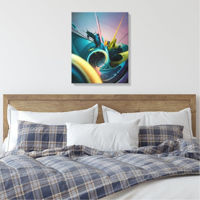  Modern Abstract Art-Burst of Infinite Energy ⚡🌈 Canvas Print (Insitu(Bedroom))