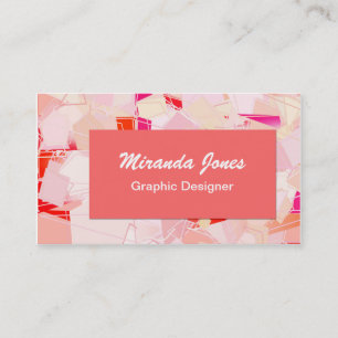 Modern Abstract Art Canvas - Coral, Buff and White Business Card