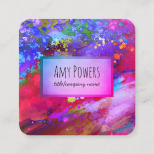 modern abstract art colourful bright double sided square business card