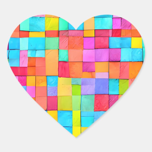 Modern Abstract Art Colourful Designer Heart Sticker (Front)