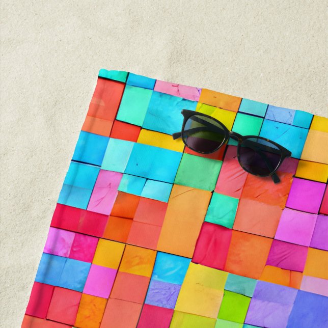 Modern Abstract Art Colourful NAME Teens Fun Beach Towel (In Situ)