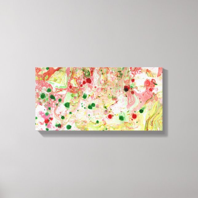 Modern Abstract Art Colourful Pink Red Yellow Gree Canvas Print (Front)