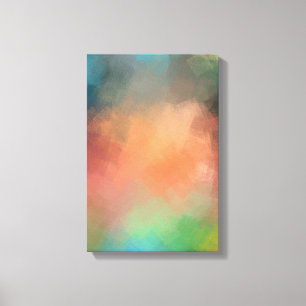 Modern Abstract Art Colourful Yellow Blue Green Re Canvas Print