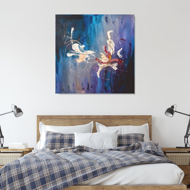 Modern Abstract Art-Cosmic Dance of Creation 🌌✨ Canvas Print (Insitu(Bedroom))
