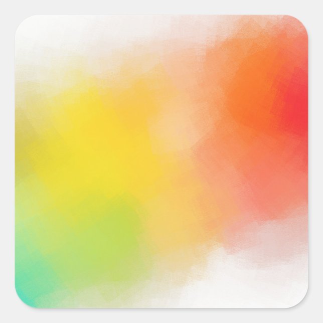 Modern Abstract Art Custom Blue Green Red Yellow Square Sticker (Front)