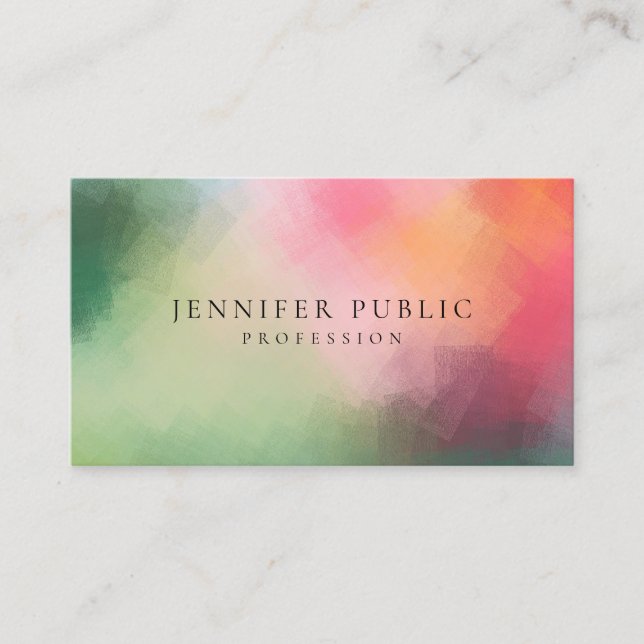 Modern Abstract Art Elegant Colours Template Business Card (Front)
