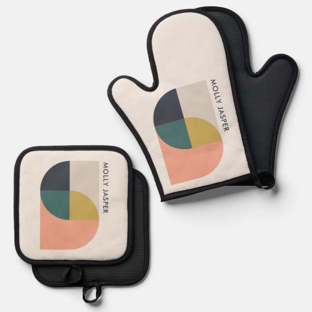 Modern Abstract Art Elegant Geometric Minimalist Oven Mitt & Pot Holder Set (Front/Back)