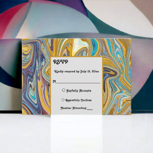 Modern Abstract Art Liquid Painting Artist Wedding RSVP Card