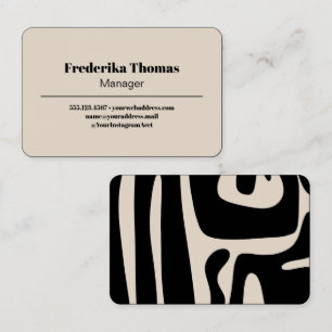 Modern Abstract Art Minimalist Black and Cream Business Card
