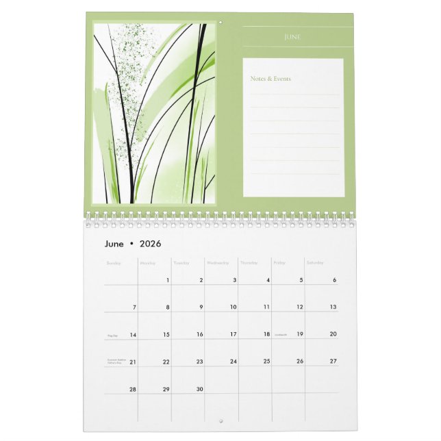 Modern Abstract Art Notes Planning Artwork Calendar (Jun 2026)