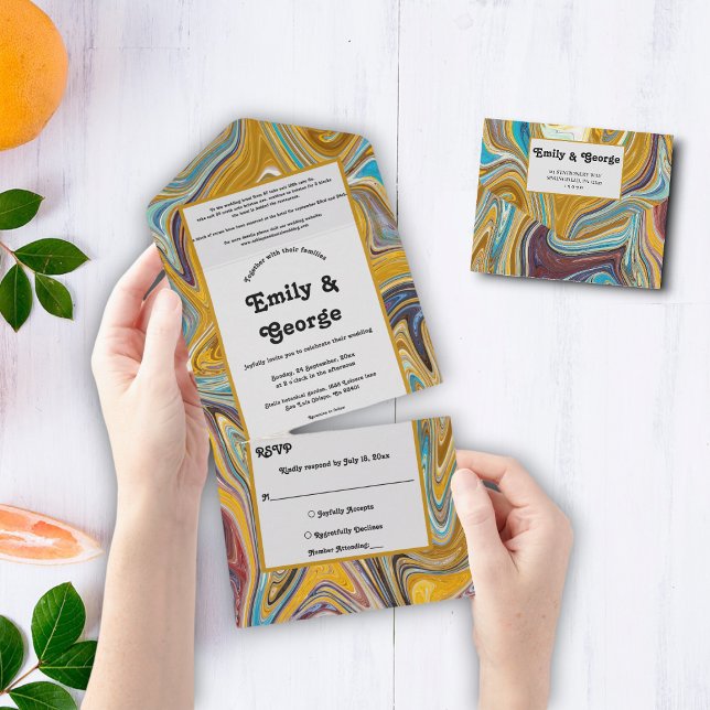 Modern Abstract Art Oil Painting Artist Wedding All In One Invitation (Creator Uploaded)