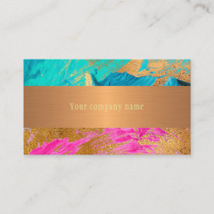 Modern abstract art painting copper gold your name business card