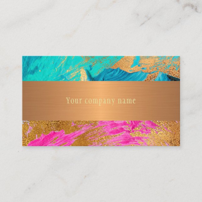 Modern abstract art painting copper gold your name business card (Front)