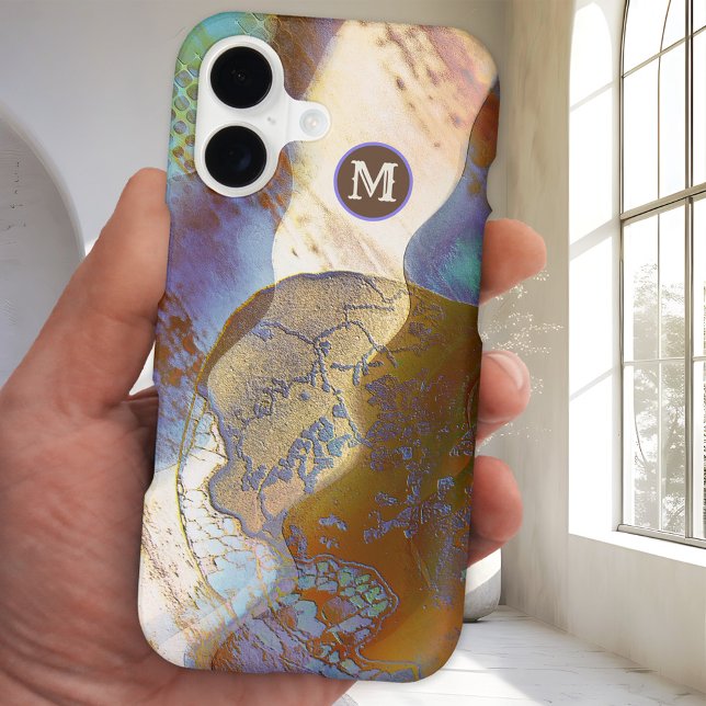 Modern Abstract Art Painting Monogram Phone Case (Phone case featuring an original abstract art painting with your custom monogram )