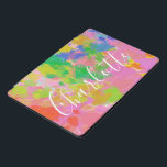 Modern Abstract Art Painting Personalised Name iPad Pro Cover<br><div class="desc">Fun and cheerful abstract painting in a vibrant and playful rainbow of colour,  personalised with your name.</div>