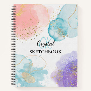 Modern Abstract Art Pastel Monogram Sketchbook Notebook
