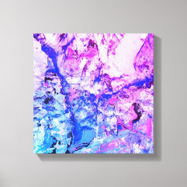 Modern Abstract Art Pink Blue Purple White Canvas Print (Front)
