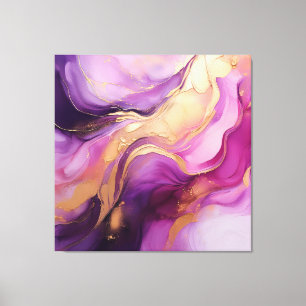 Modern Abstract Art-Purple Pink and Gold- Canvas Print