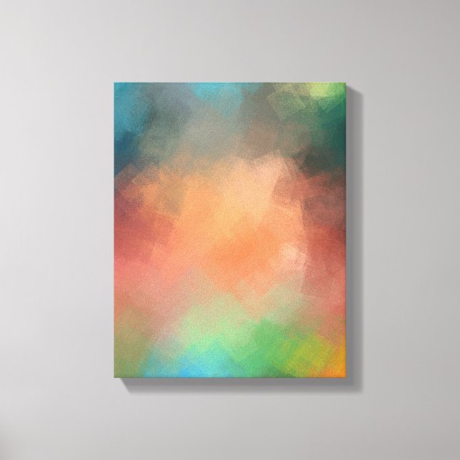 Modern Abstract Art Red Blue Yellow Green Colourfu Canvas Print (Front)