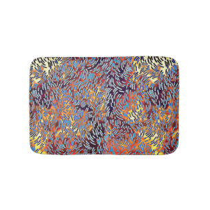 Modern Abstract Art Red Yellow Black Bath Mat