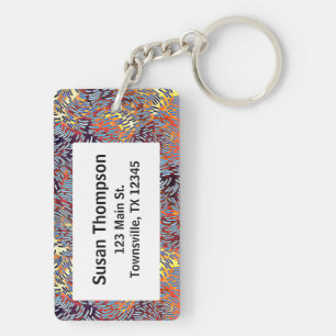 Modern Abstract Art Red Yellow Black Key Ring