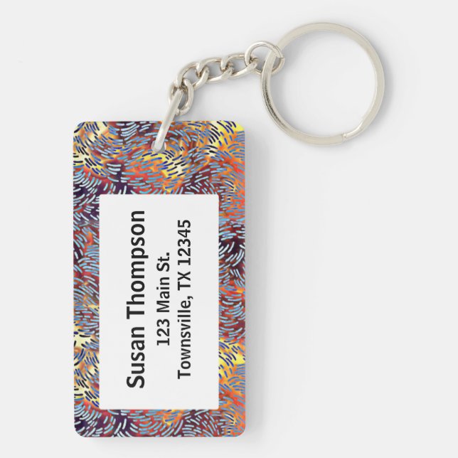 Modern Abstract Art Red Yellow Black Key Ring (Back)