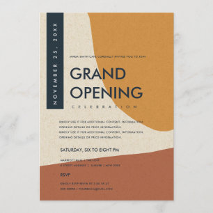 MODERN ABSTRACT ART RUST ORANGE GRAND OPENING INVITATION