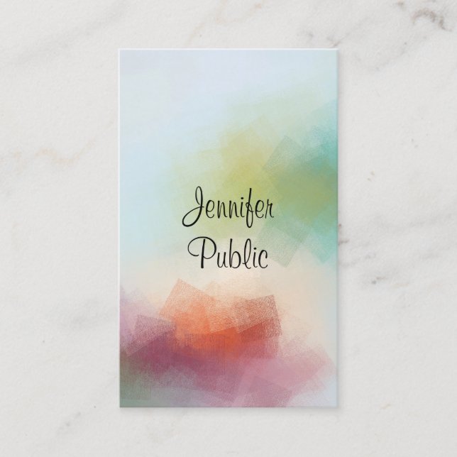 Modern Abstract Art Typography Trendy Vertical Business Card (Front)