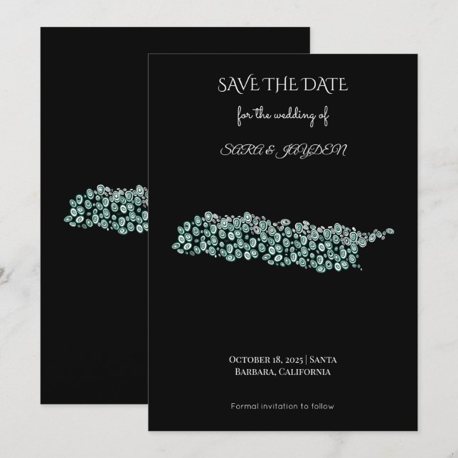 Modern Abstract Art – White Line Circle Design Save The Date (Front/Back)