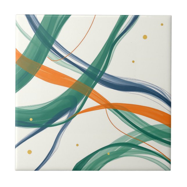 Modern Abstract Art with Sweeping Lines and Golden Tile (Front)