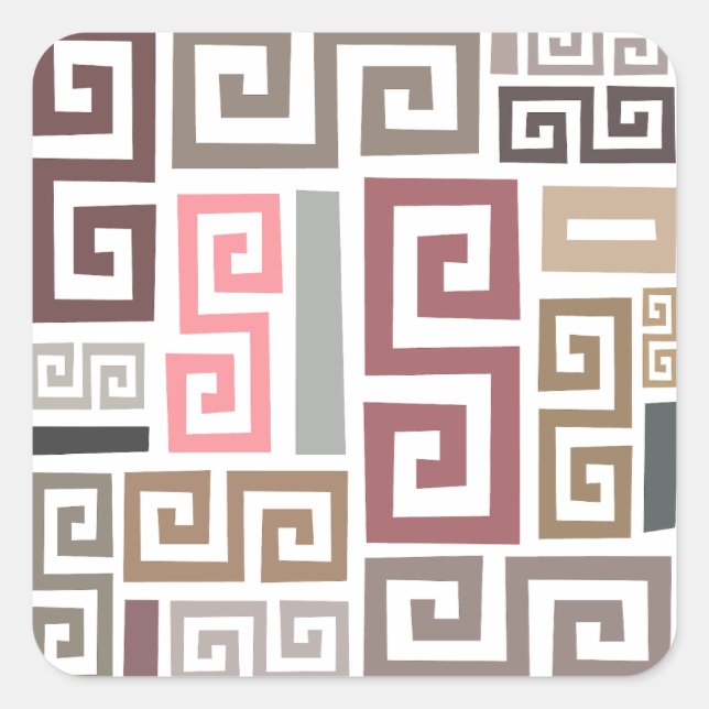 modern abstract artistic coloured lines square sticker (Front)