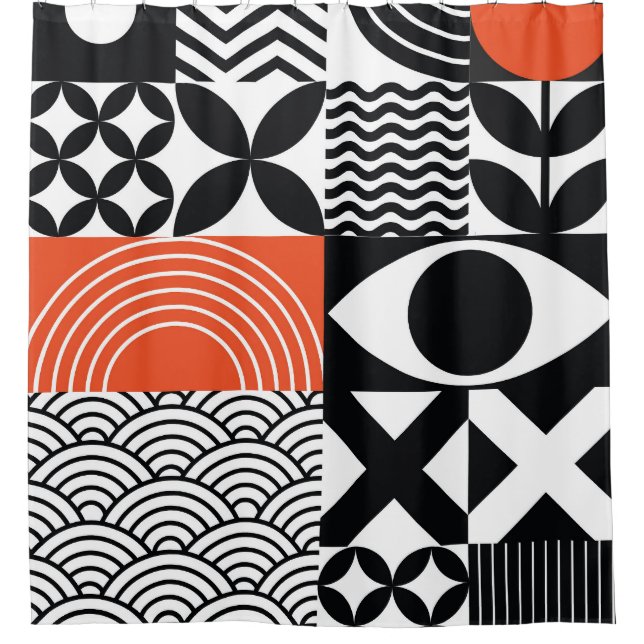 Modern Abstract: Artistic Design Canvas. Shower Curtain (Front)