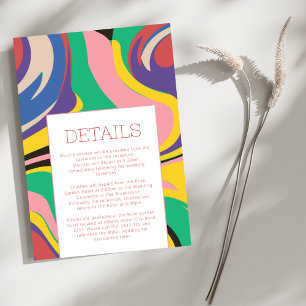Modern Abstract Artsy Retro Wedding Details Enclosure Card