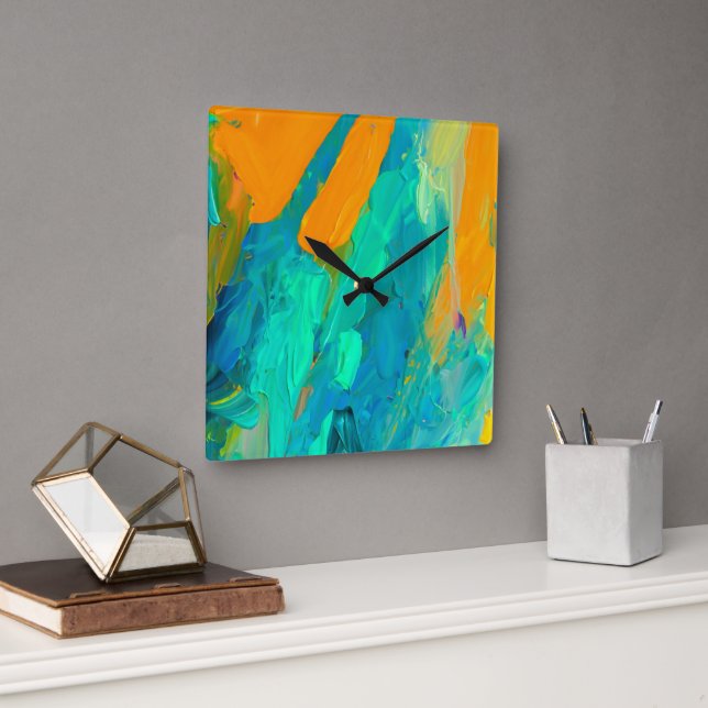 Modern Abstract Artwork Square Wall Clock (Office)