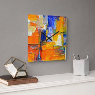 Modern Abstract Artwork Square Wall Clock