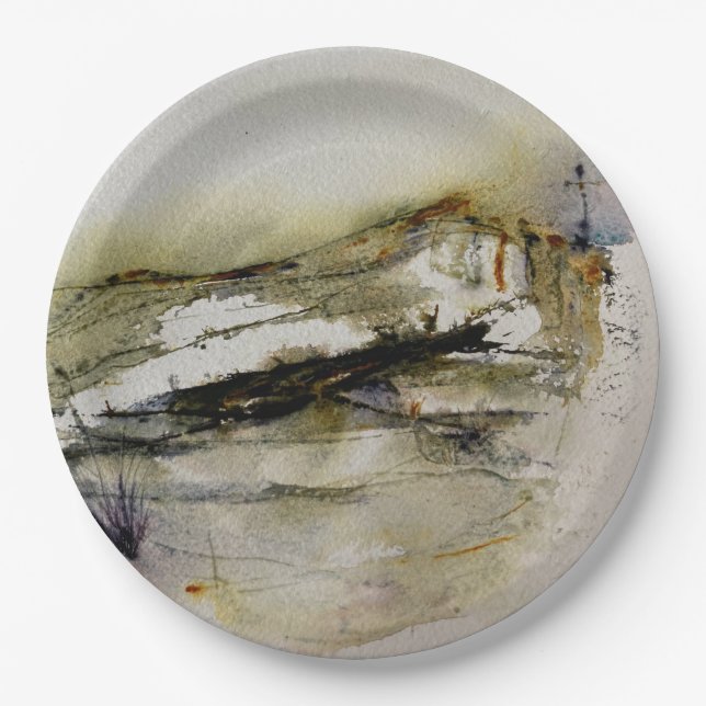 Modern Abstract Autumn watercolour   Paper Plate (Front)