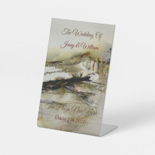 Modern Abstract Autumn watercolour Wedding Pedestal Sign