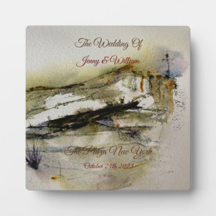 Modern Abstract Autumn watercolour  Wedding   Plaque