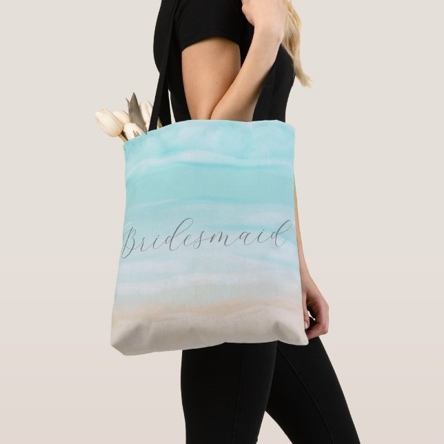 Modern Abstract Beach Bridesmaid Tote Bag (Close Up)